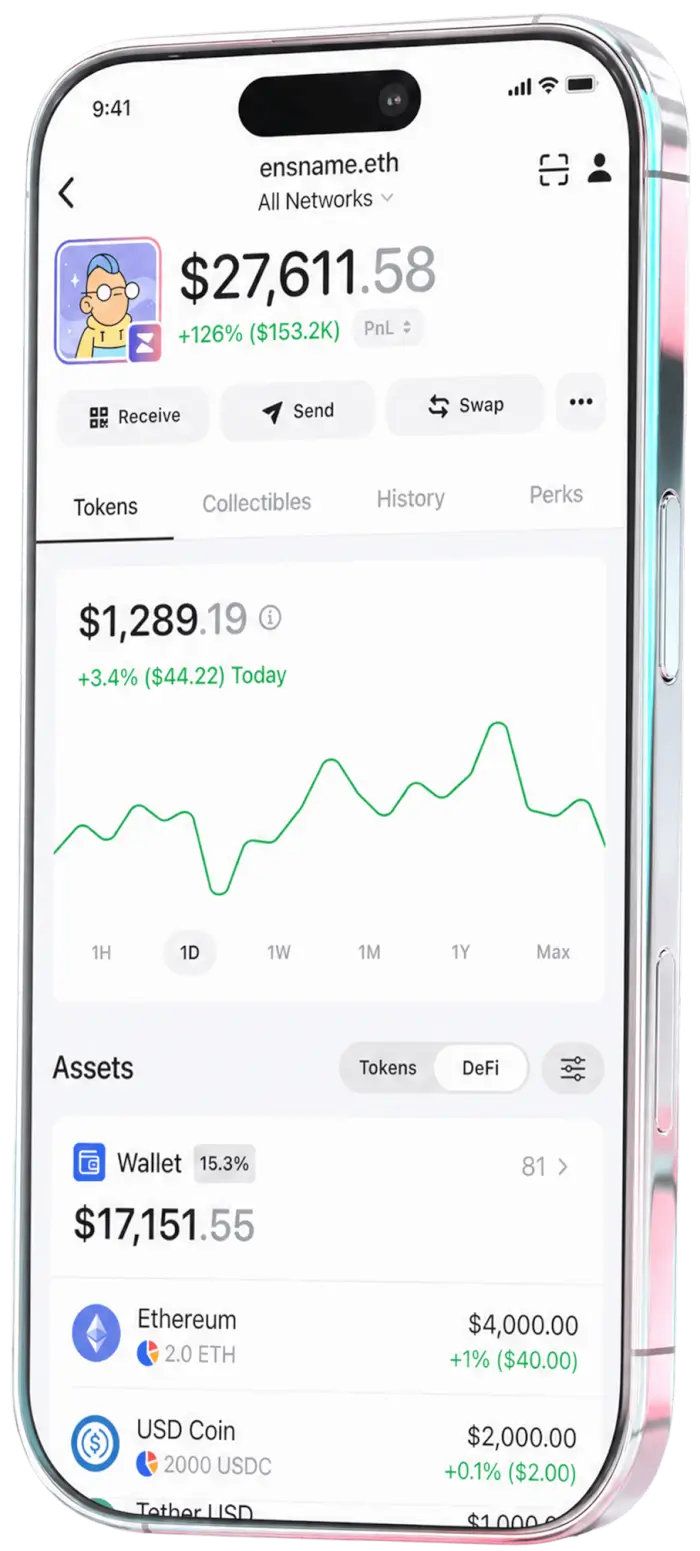 Zerion product interface as shown on its official website